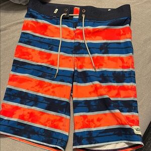 Vans Hybrid Orange and Blue Striped Shorts